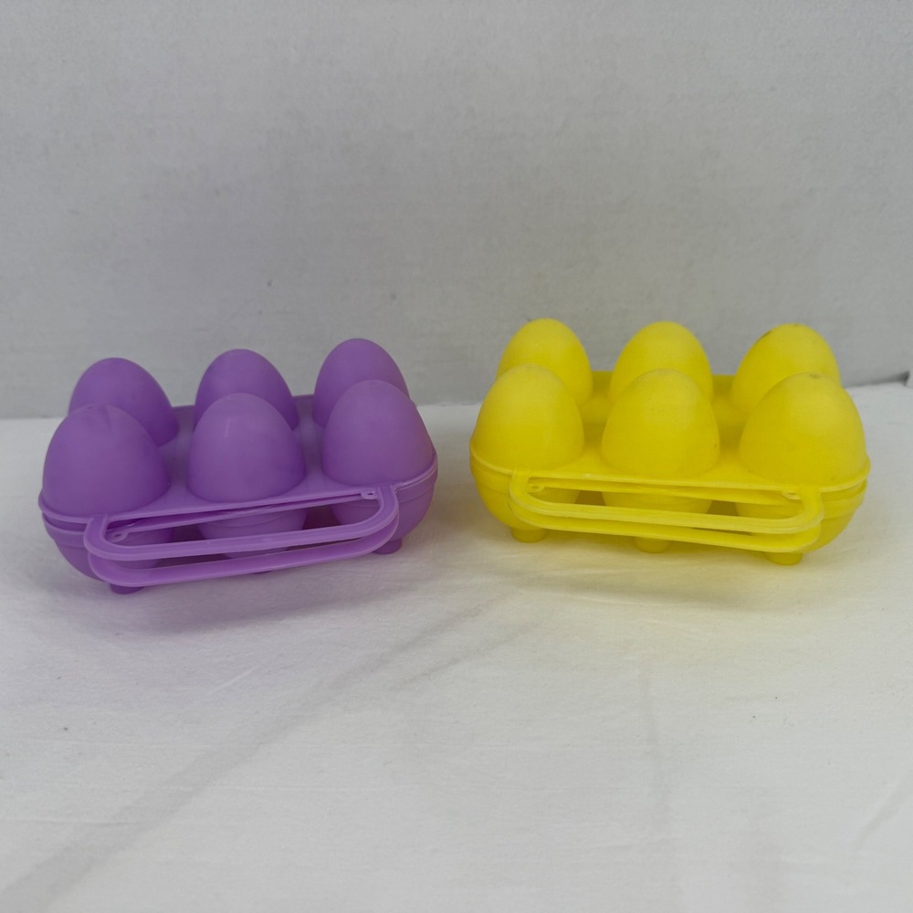 Vintage Jell-O Egg‎ Jigglers Molds Set of 2 Purple Yellow Easter Plastic Molds